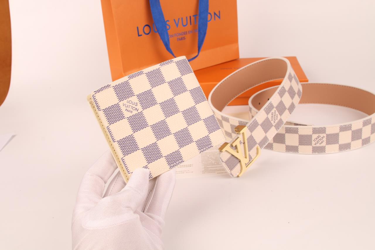 2025 3-color belt buckle + wallet printed letter belt