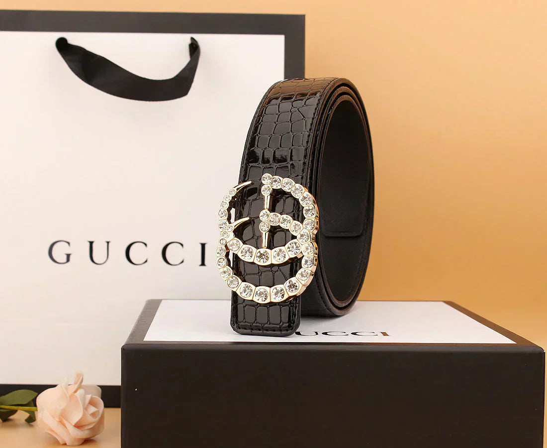 2025 2 Styles Double G Rhinestone Belt