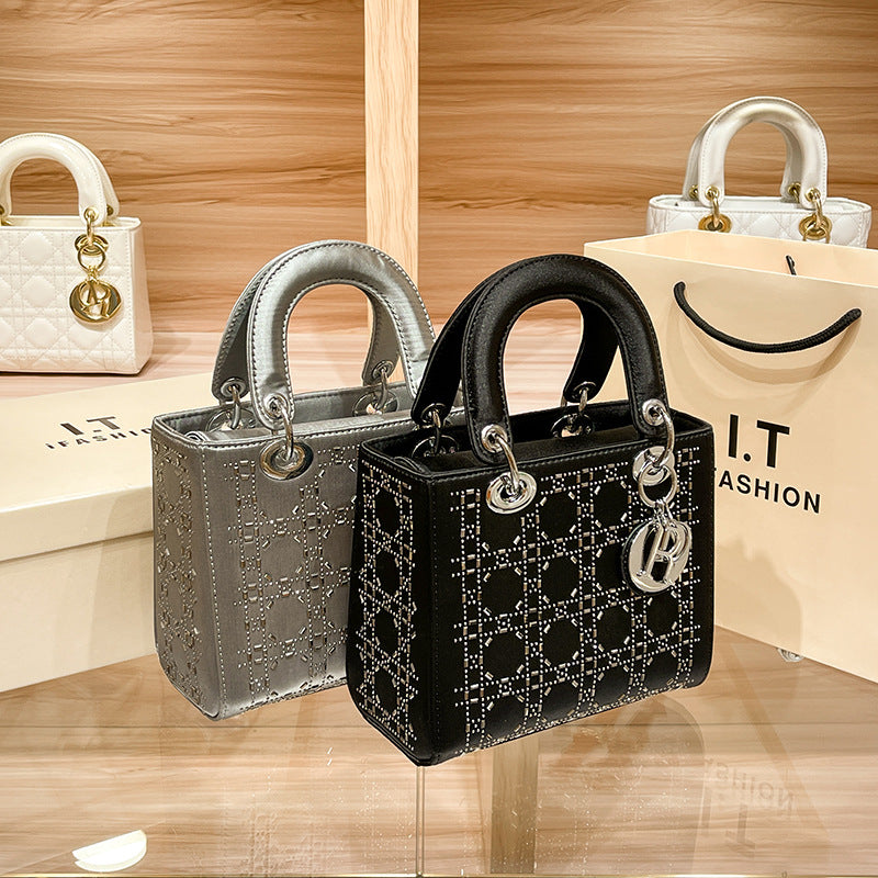 Princess Diana women's bag 2025 new satin hot rhinestone rhinestone handbag crossbody bag