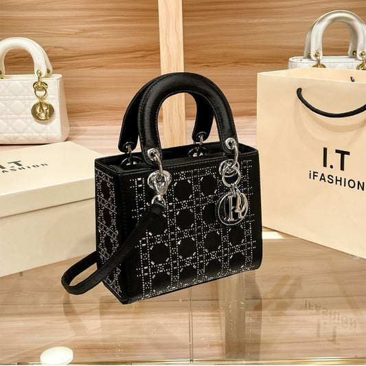 Princess Diana women's bag 2025 new satin hot rhinestone rhinestone handbag crossbody bag