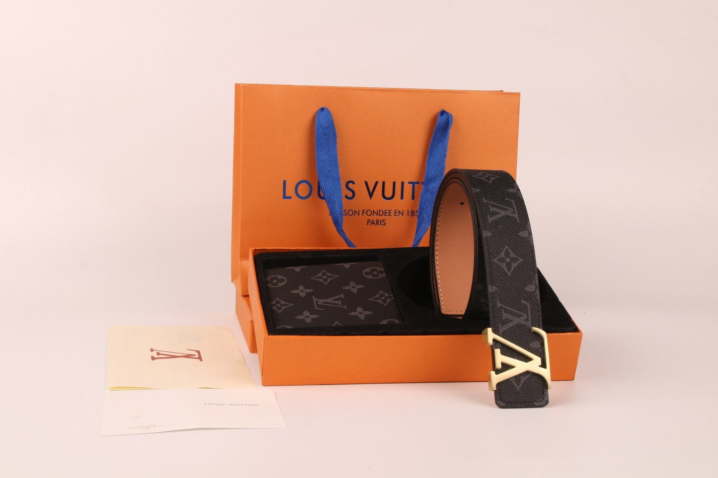 2025 3 Color Belt Buckle + Wallet  Printed Letter Belt