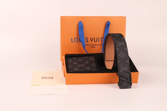 2025 3 Color Belt Buckle + Wallet  Printed Letter Belt