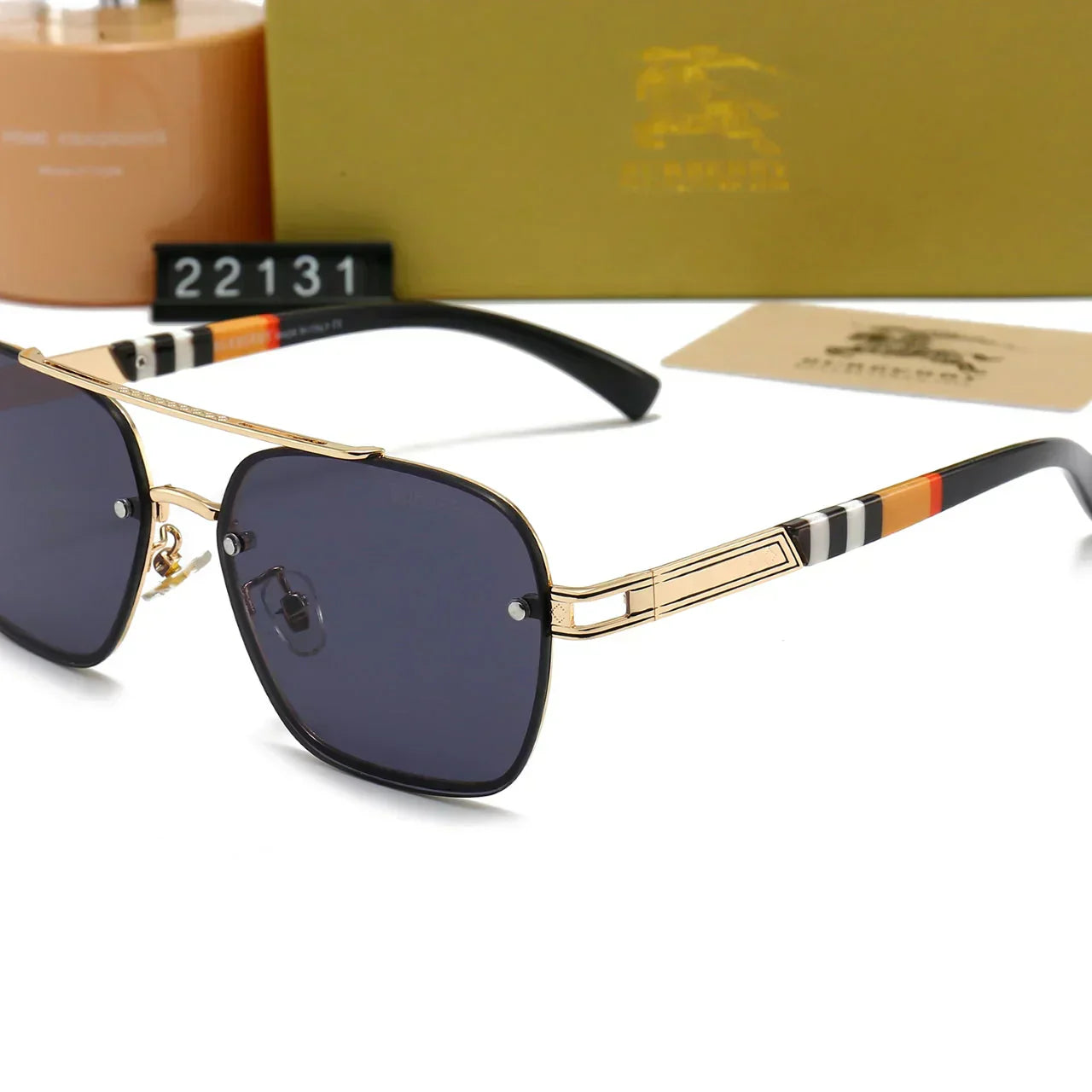 2025 Plaid Metal Frame Sunglasses 22031