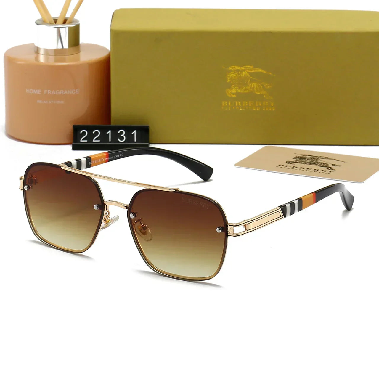 2025 Plaid Metal Frame Sunglasses 22031
