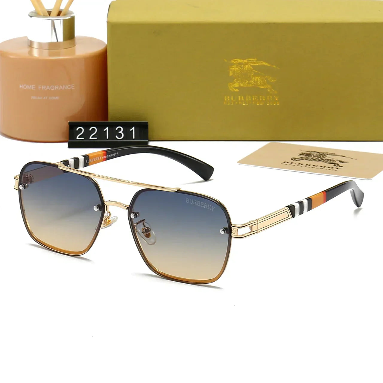 2025 Plaid Metal Frame Sunglasses 22031