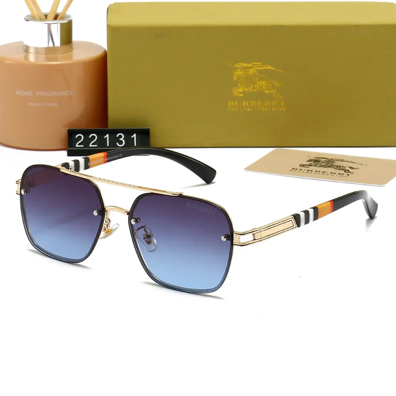2025 Plaid Metal Frame Sunglasses 22031
