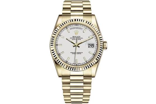 2025 Smartwatch Day-Date 128238 Gold model with white dial